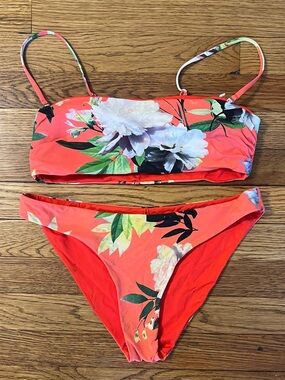 TiniBikini Coral Floral Girls Two-Piece Bikini